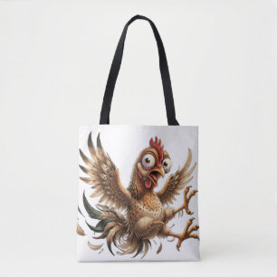 Bolsa Tote de Pollo Loco Divertida   Gallo Gracios