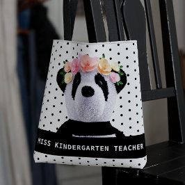 Bolsa tote de profesora con osito panda lindo de l