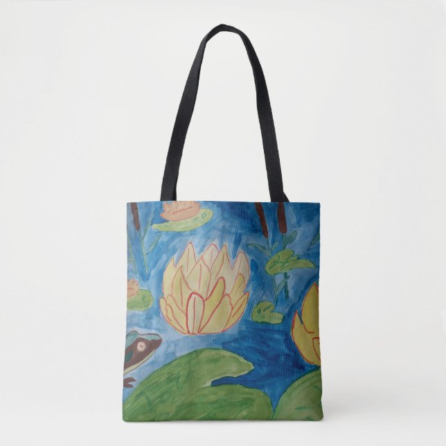 Bolsa tote de rana y nenúfares (Anverso)