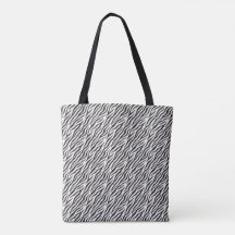 bolsa tote de rayas de cebra pequeñas en blanco y