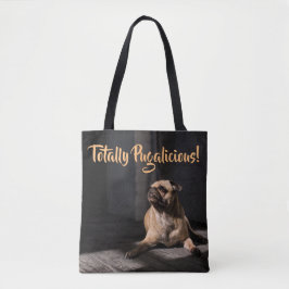 Bolsa tote de raza pug totalmente pomposa