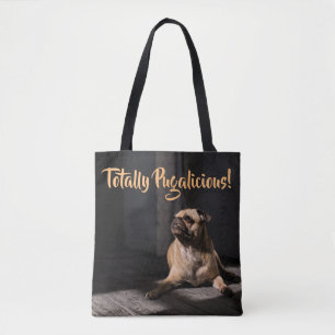 Bolsa tote de raza pug totalmente pomposa