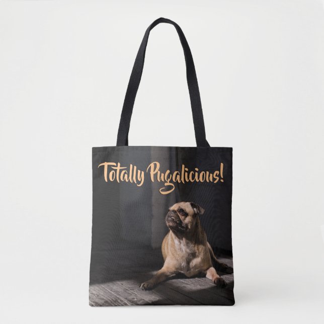 Bolsa tote de raza pug totalmente pomposa (Anverso)
