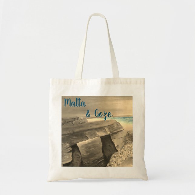 Bolsa Tote de recuerdo de Malta y Gozo (Frente)