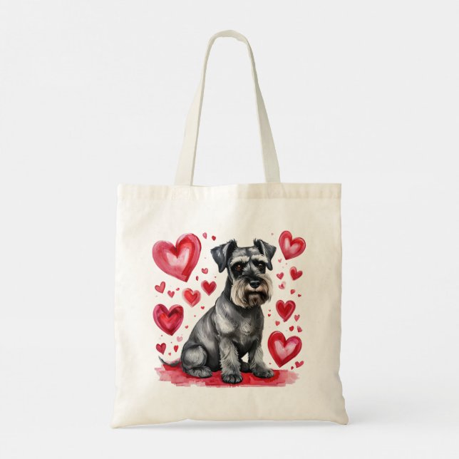Bolsa tote de Schnauzer y corazones (Reverso)