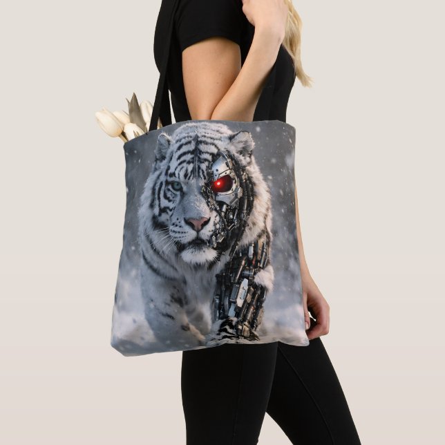 Bolsa tote de Tigre Blanco, moda ciber fauna silve (Detalle)