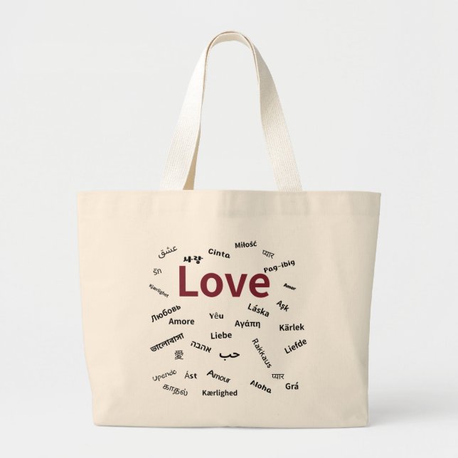 Bolsa tote de tipografía multilingüe - Amor (Frente)