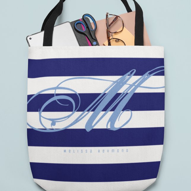 Bolsa Tote de toda impresión de grandes franjas az (Subido por el creador)