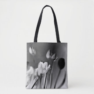 Bolsa tote de tulipanes negros y blancos