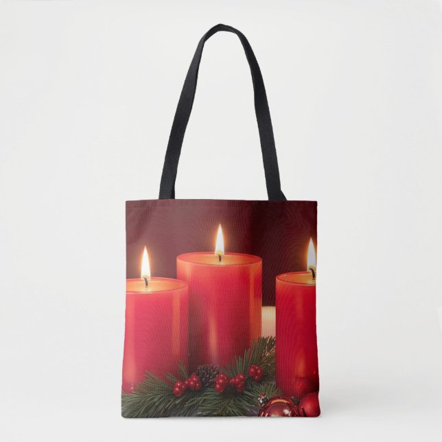 Bolsa Tote de Velas Navideñas Románticas (Anverso)