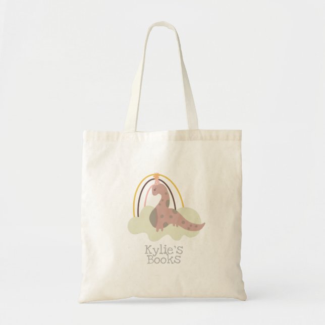 Bolsa Tote Dibujada a Mano de Dinosaurio de Biblio (Frente)