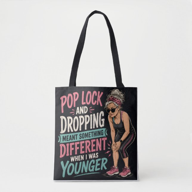 Bolsa Tote Divertida de Envejecimiento Pop Lock y  (Anverso)