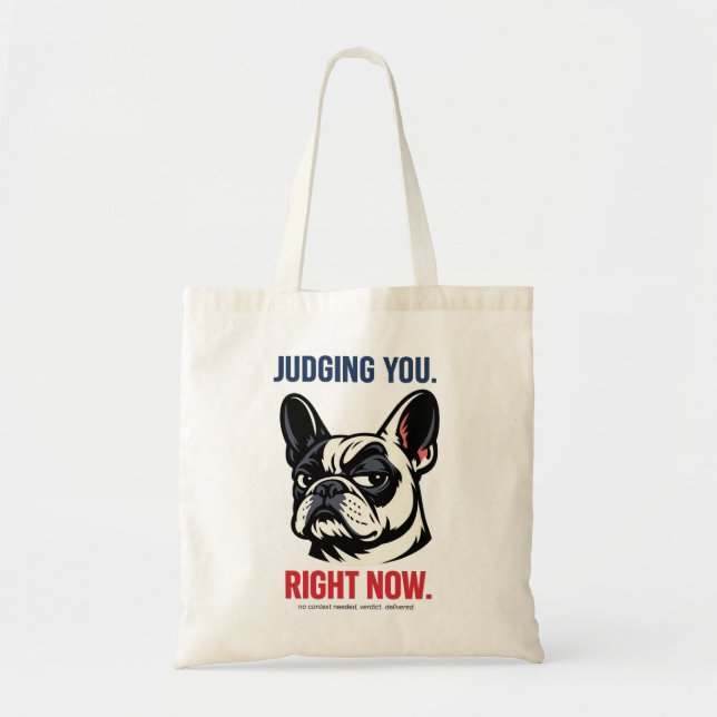 Bolsa Tote Divertida de French Bulldog con Ojo de  (Frente)