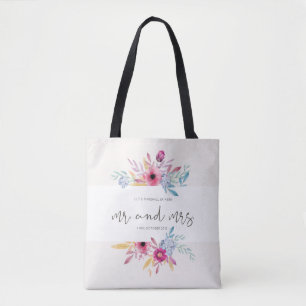 Bolsa Tote Elegante Boda Floral Sr & Sra