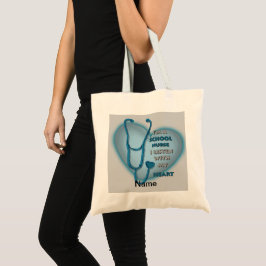 Bolsa Tote Enfermera Escolar Corazón Azul