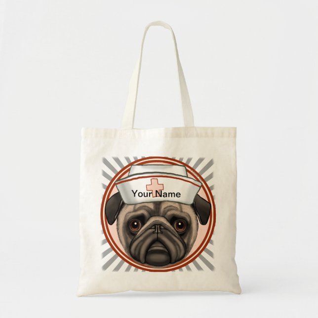 Bolsa Tote Enfermera Pug (Frente)