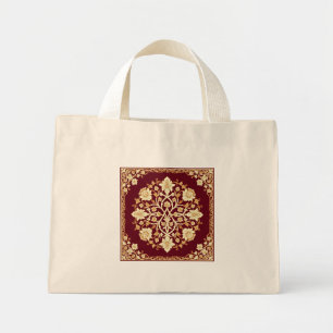 Bolsa tote floral arabesca carmesí