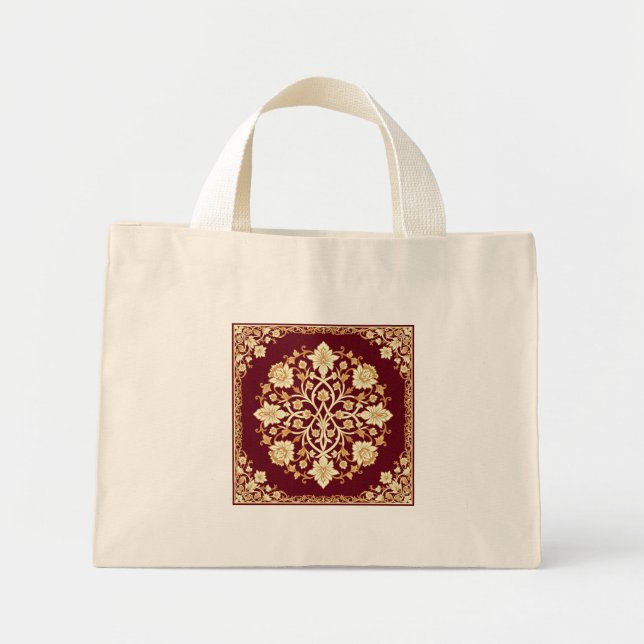 Bolsa tote floral arabesca carmesí (Frente)