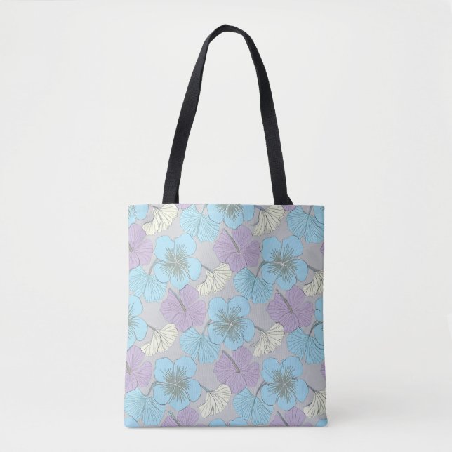Bolsa tote floral azul pastel (Anverso)