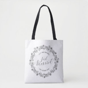 Bolsa tote floral personalizada recién casados