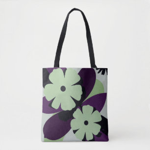 Bolsa tote floral púrpura – Diseño minimalista mod