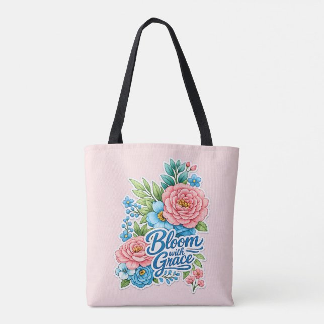 🌸👜 Bolsa tote “Florece con gracia” (Reverso)