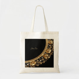 Bolsa Tote Flores Doradas Ornamentadas