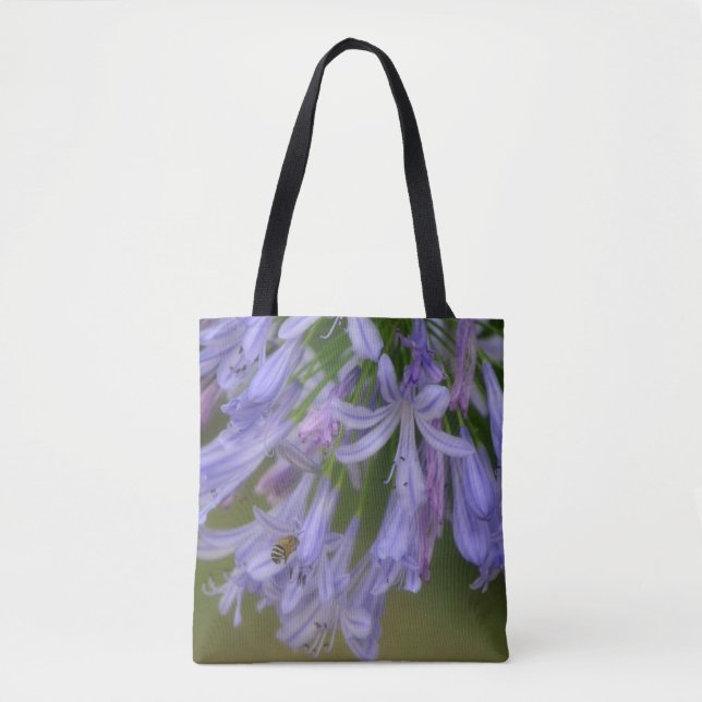 Bolsa Tote Flores Moradas Abejas Naturaleza (Anverso)