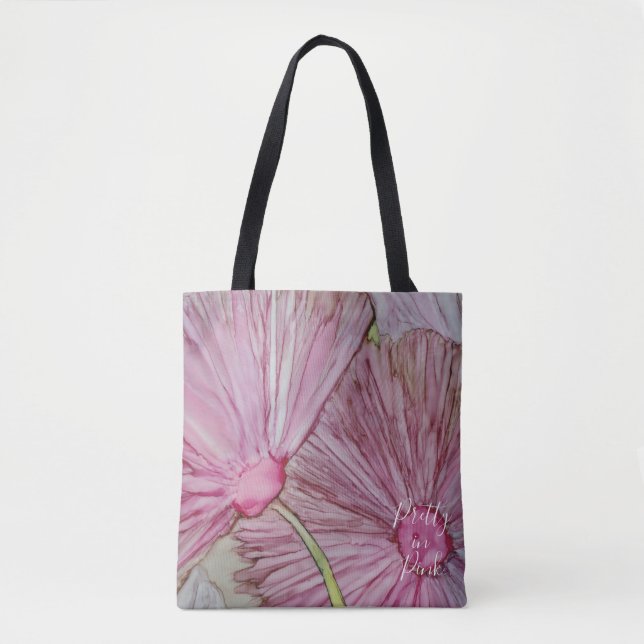 Bolsa Tote, "Flores rosa Bonito" medias (Anverso)