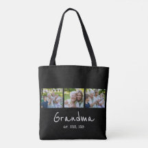 Bolsa Tote Foto Abuela Estableció Escritura Negra 