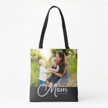 Bolsa Tote Foto Negra Guión Establecido Mamá