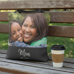 Bolsa Tote Foto Negra Guión Establecido Mamá