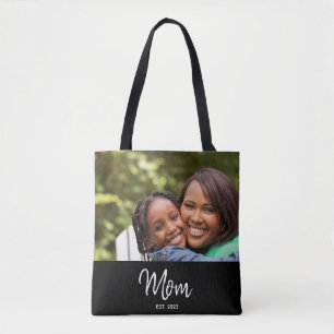 Bolsa Tote Foto Negra Guión Establecido Mamá