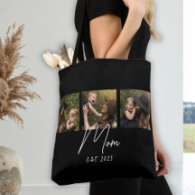 Bolsa Tote Foto Script Establecido Mamá Negro 3