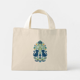 Bolsa tote - Gatos de arte popular azul – C Floral