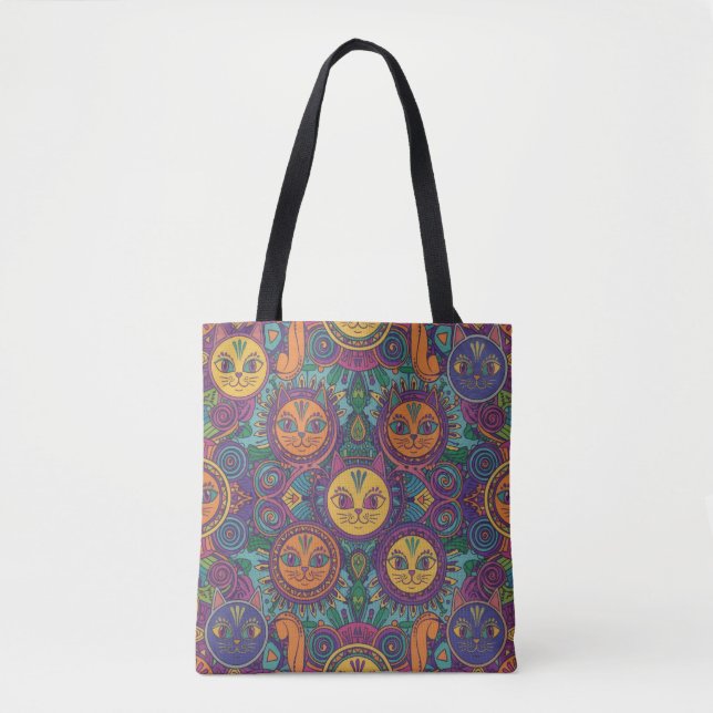 Bolsa Tote Gatos Espíritu Tribal Vibrante (Anverso)
