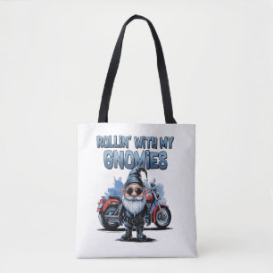 Bolsa Tote Gnomo de Motociclista Divertido