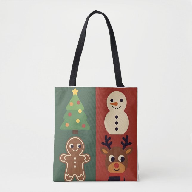 Bolsa Tote Iconos Navideños Retro (Anverso)