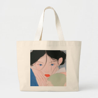 Bolsa Tote Ilustración Estética de Chica Coreana, 