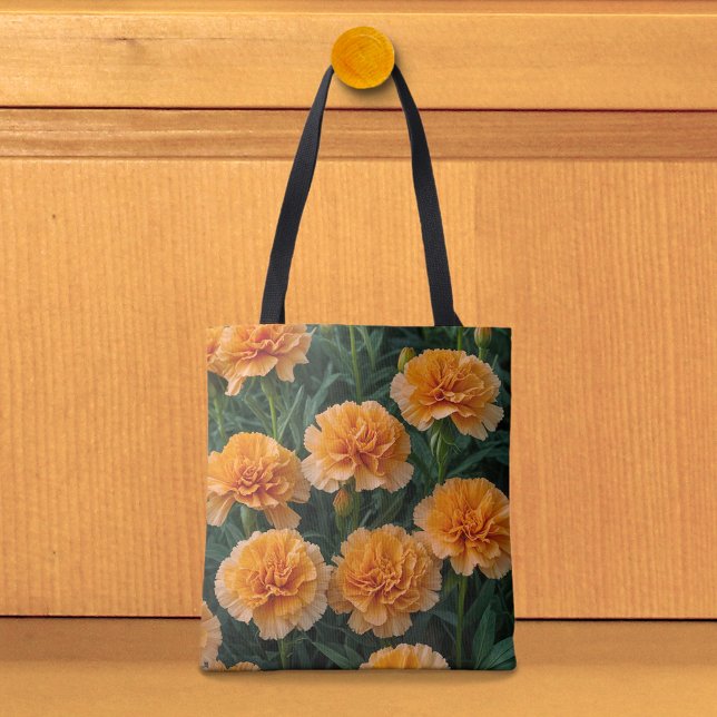 Bolsa Tote Imagen de Claveles Naranjas No. 2 (Tote bag with orange carnations)