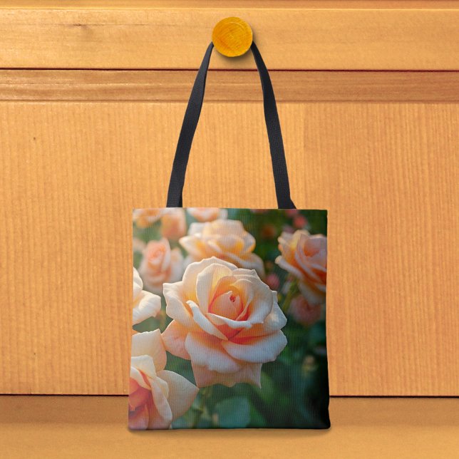 Bolsa tote imagen de rosas melocotón nº 2 (Tote bag with peach roses)