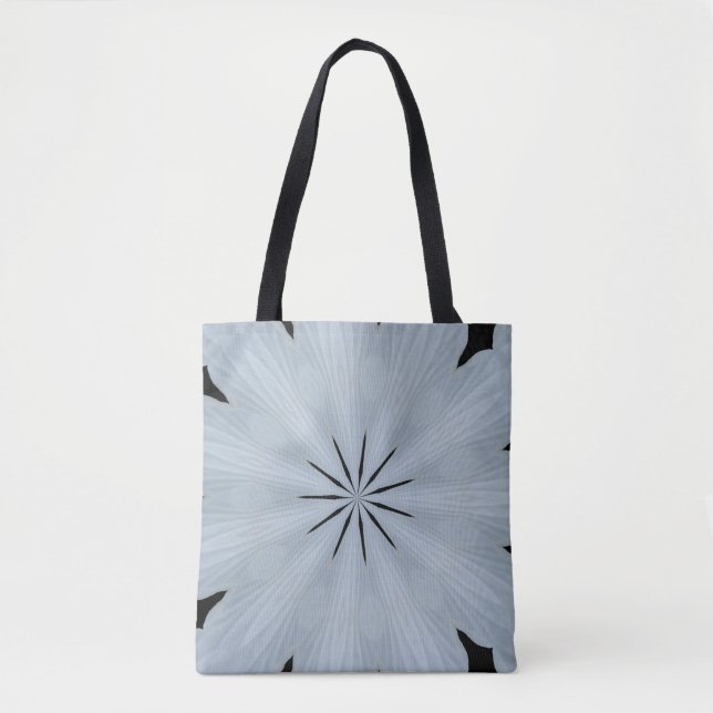 Bolsa tote impresa con caleidoscopio blanco (Anverso)