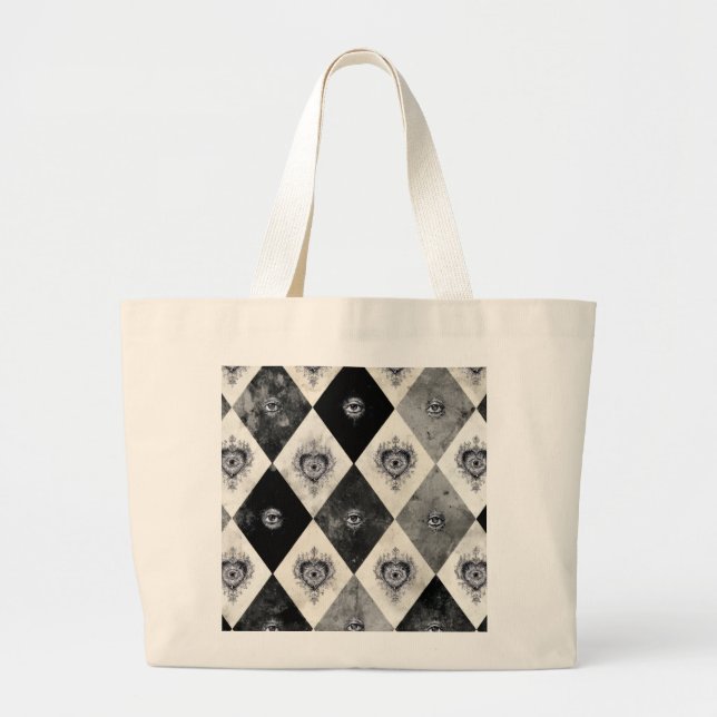 Bolsa tote jumbo Arlequín con ojos que todo lo ven (Frente)