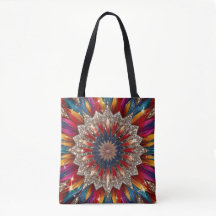 Bolsa tote mandala bohemio – Rojo y dorado vibrant