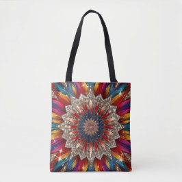Bolsa tote mandala bohemio – Rojo y dorado vibrant