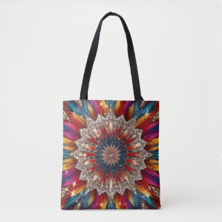 Bolsa tote mandala bohemio – Rojo y dorado vibrant