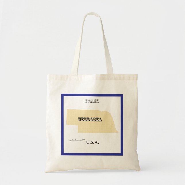 Bolsa tote - Mapa de Nebraska con ciudad (Frente)