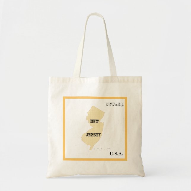 Bolsa tote - Mapa de Nueva Jersey con ciudad (Frente)