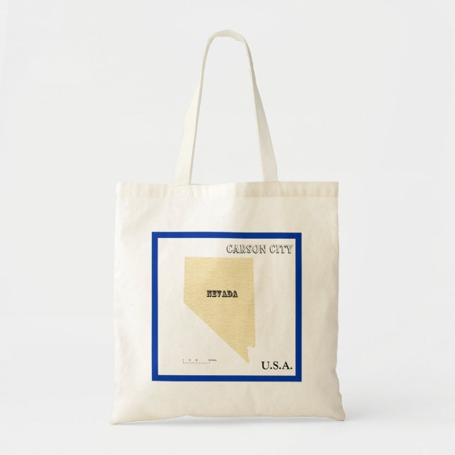 Bolsa tote - Mapa del contorno de Nevada con ciuda (Frente)