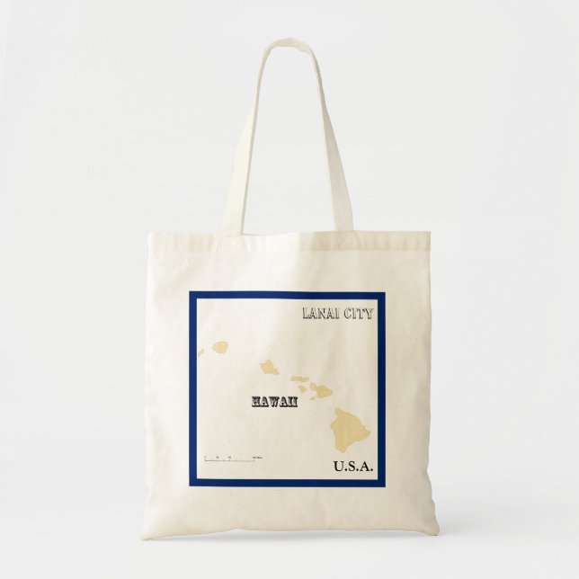 Bolsa tote - Mapa del estado de Hawái con ciudad (Frente)